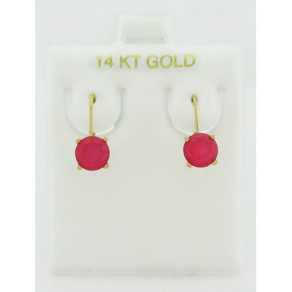 Genuine 1.78 Cts Rubies Earrings 14k Gold